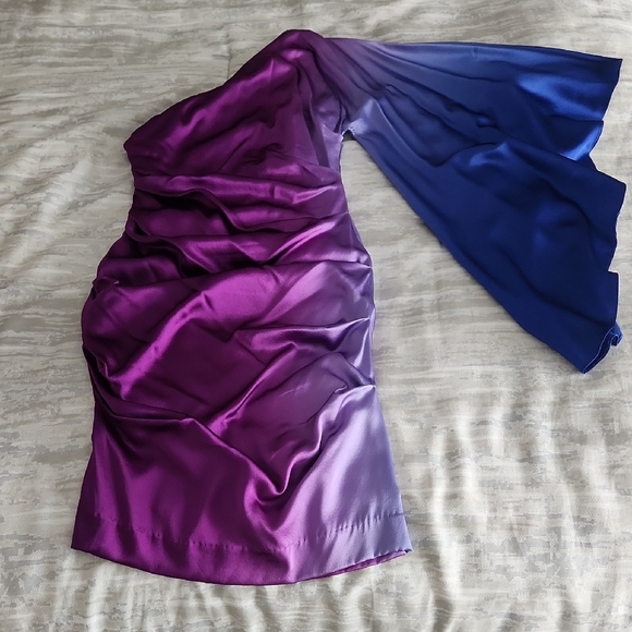 Nicole Miller Purple Satin Dress - Picture 2 of 6